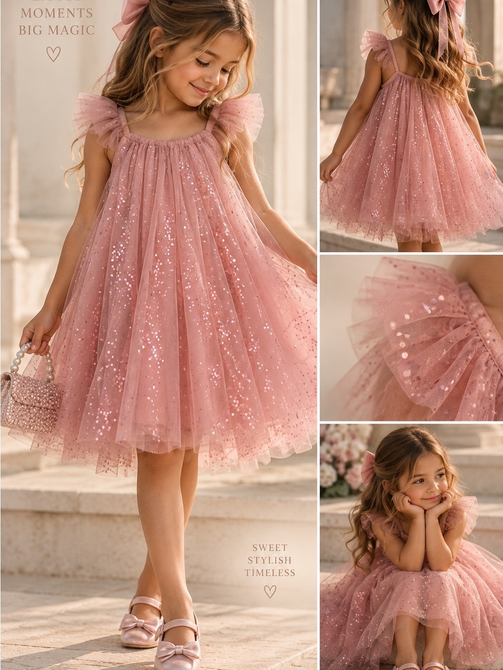 Pink Sparkle Tulle Princess Dress โ Girls Size 5 โจ๐